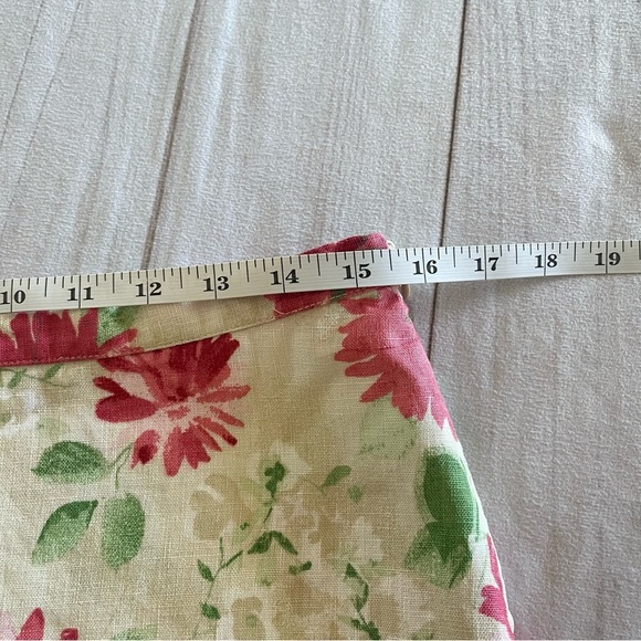 JM Collection Linen A-Line Skirt Women’s 8 Floral Cottage Flowy Ruffled Fairy - Picture 11 of 13